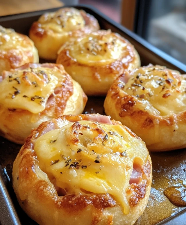 Baked Ham and Cheese Rolls