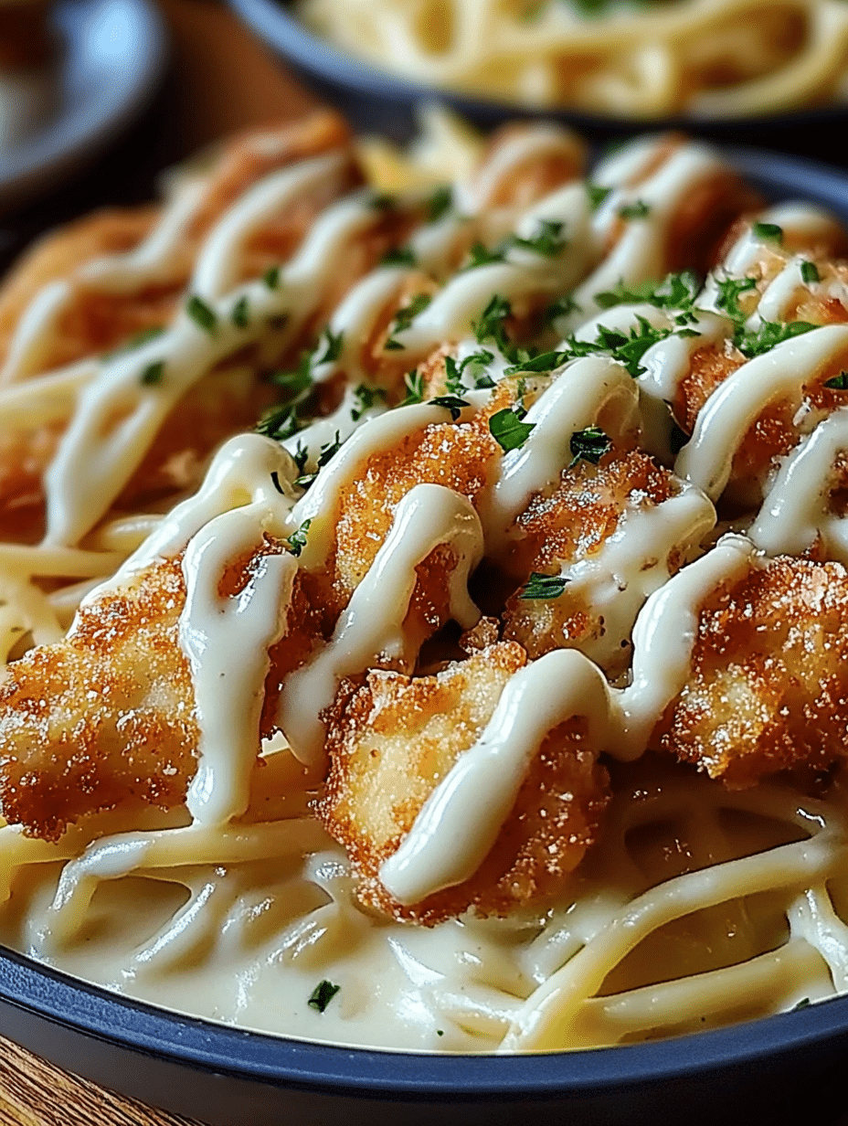 Crispy Chicken Alfredo Pasta