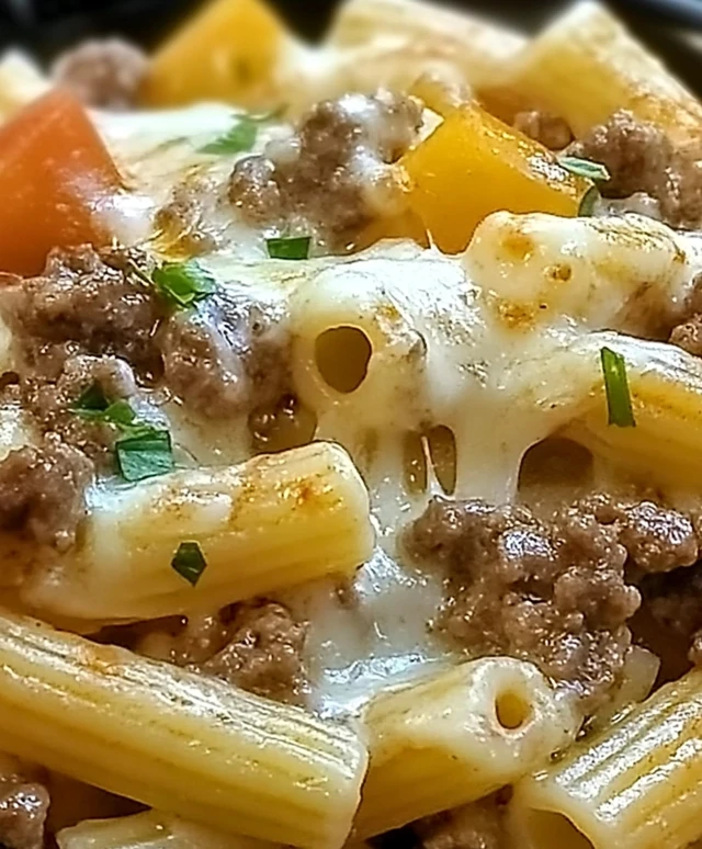 Philly Cheesesteak Pasta Dish