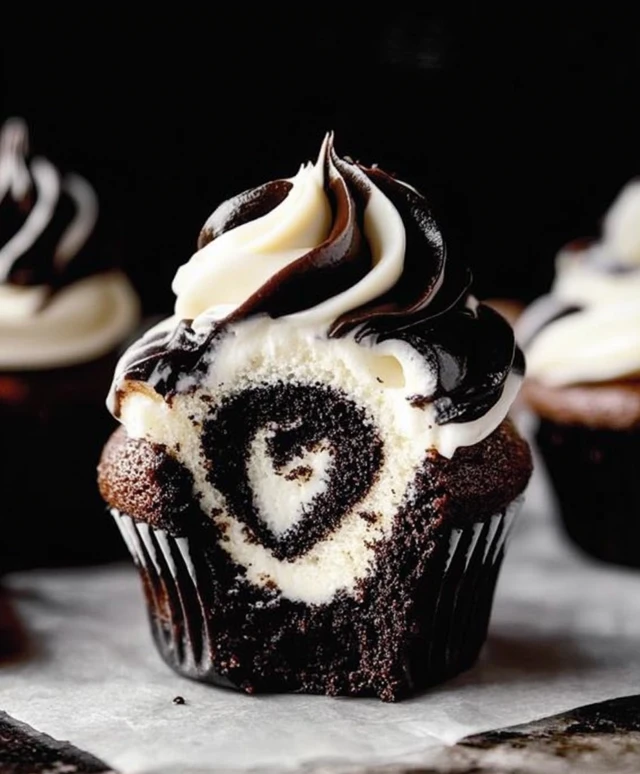 Marble Black and White Cupcake
