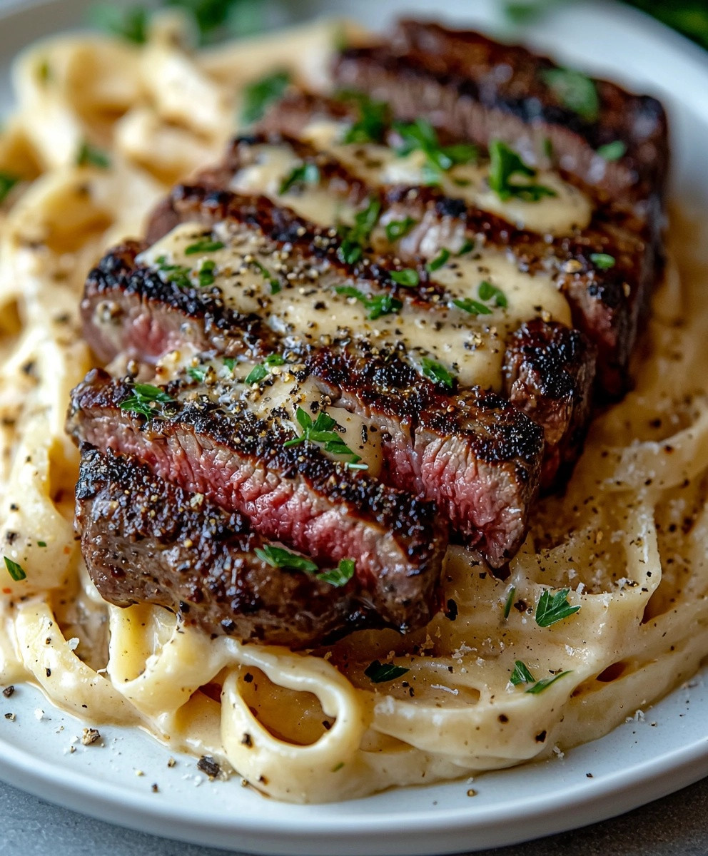 Steak Gorgonzola Alfredo sauce