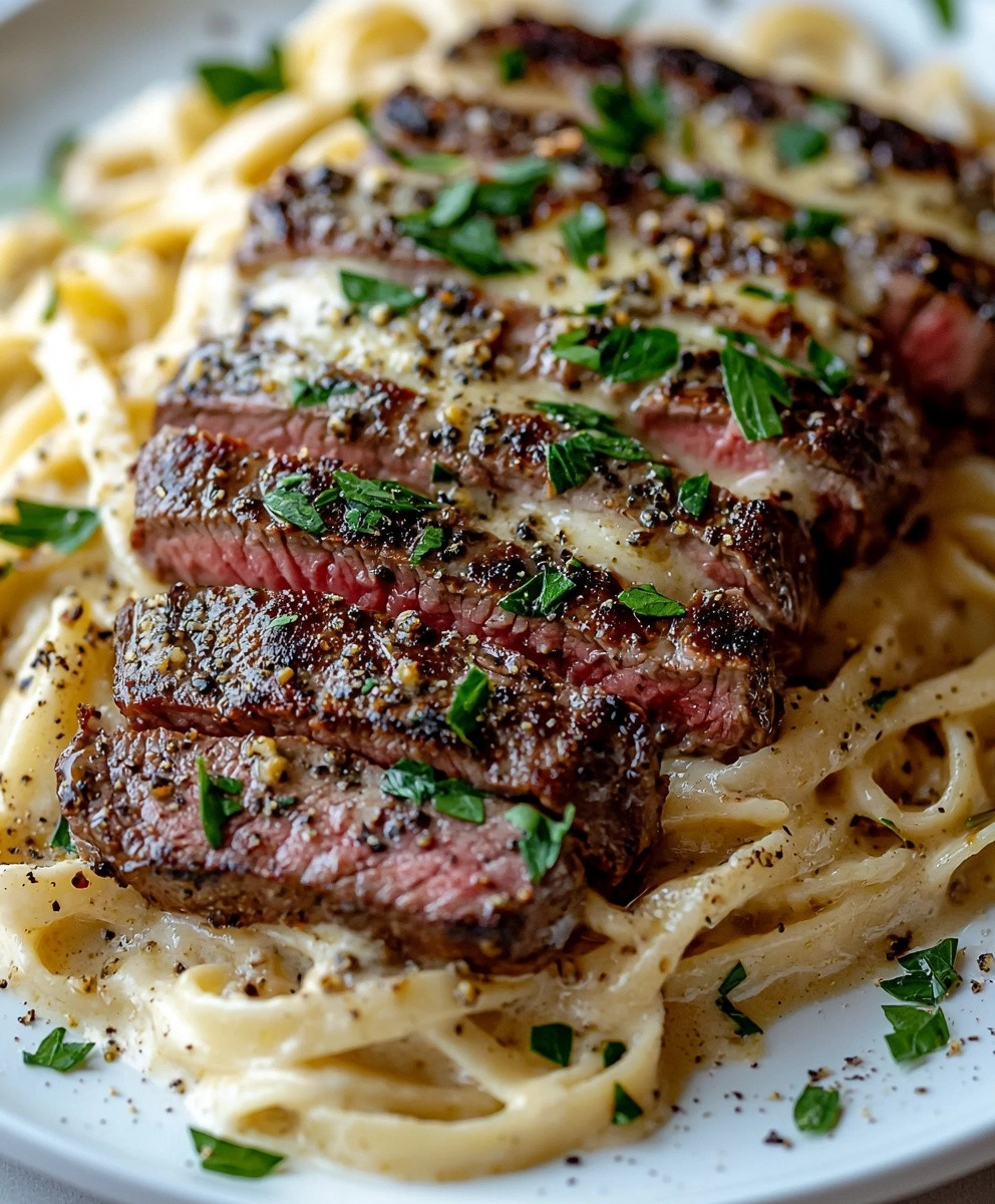 Steak Gorgonzola Alfredo sauce