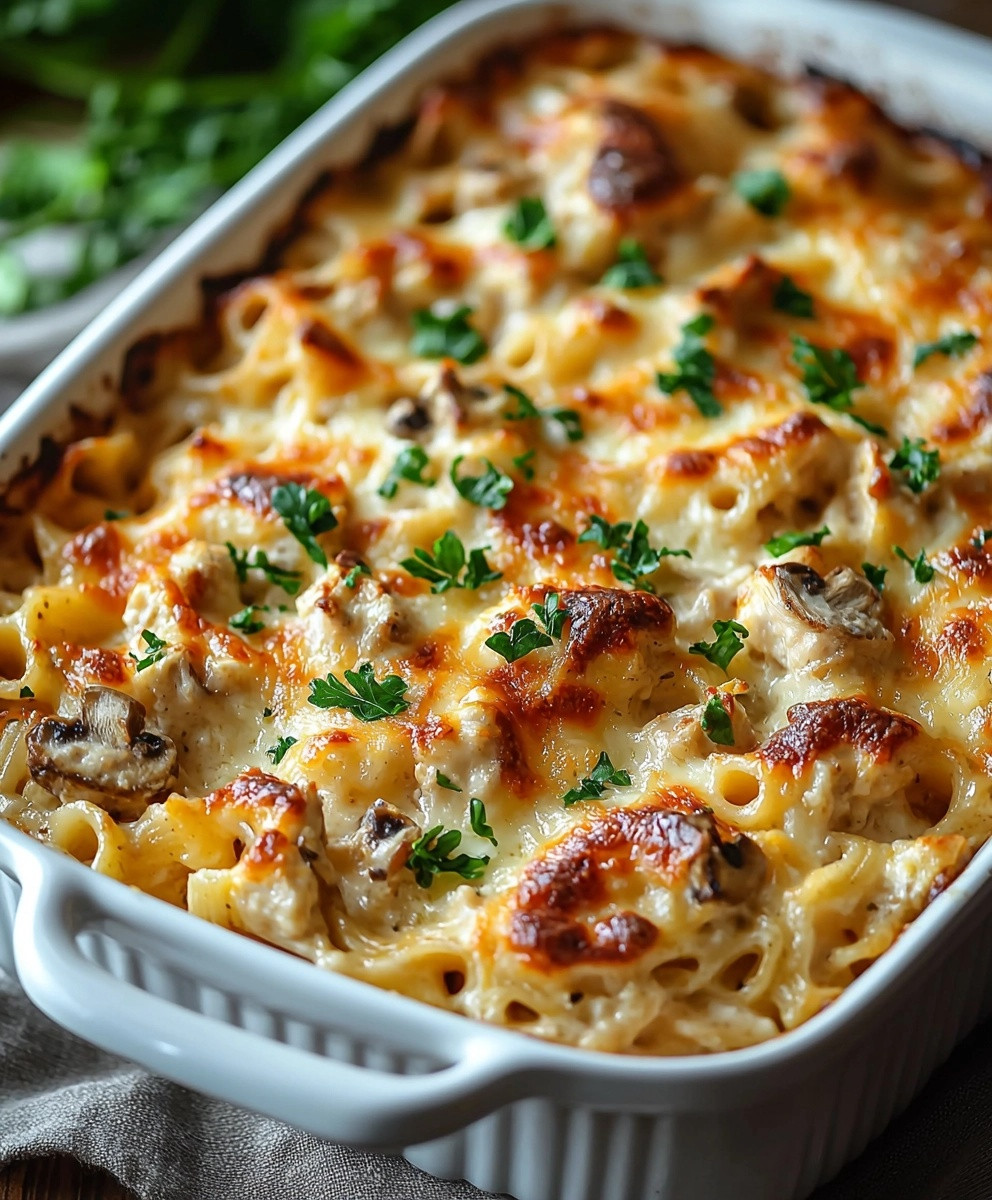 Chicken Tetrazzini Pasta Bake