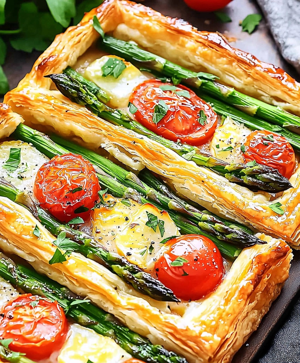 Tomato Asparagus Puff Pastry Tart