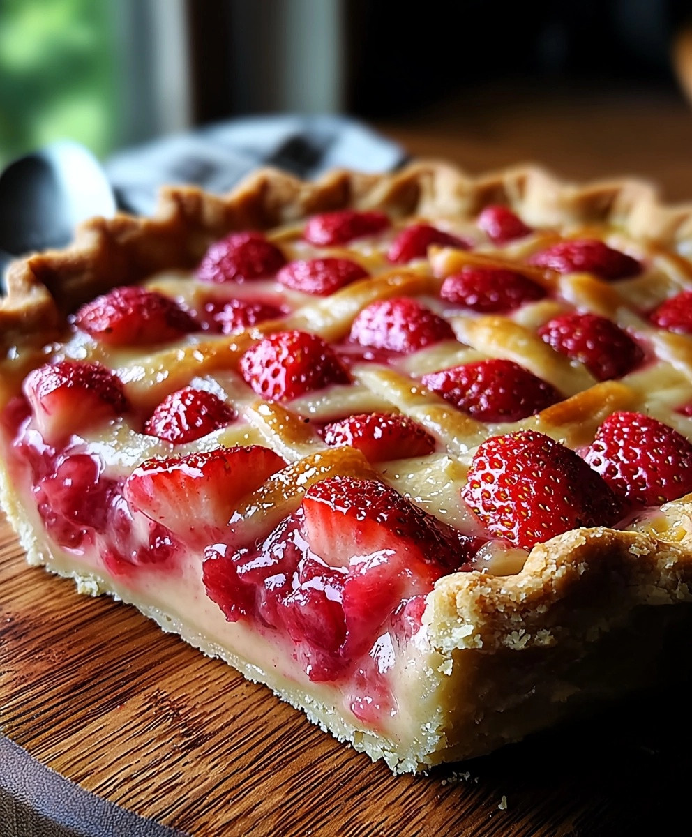 Strawberry Rhubarb Custard Pie