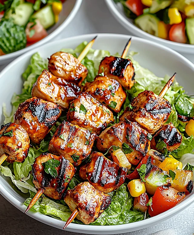 BBQ Chicken Skewers Salad