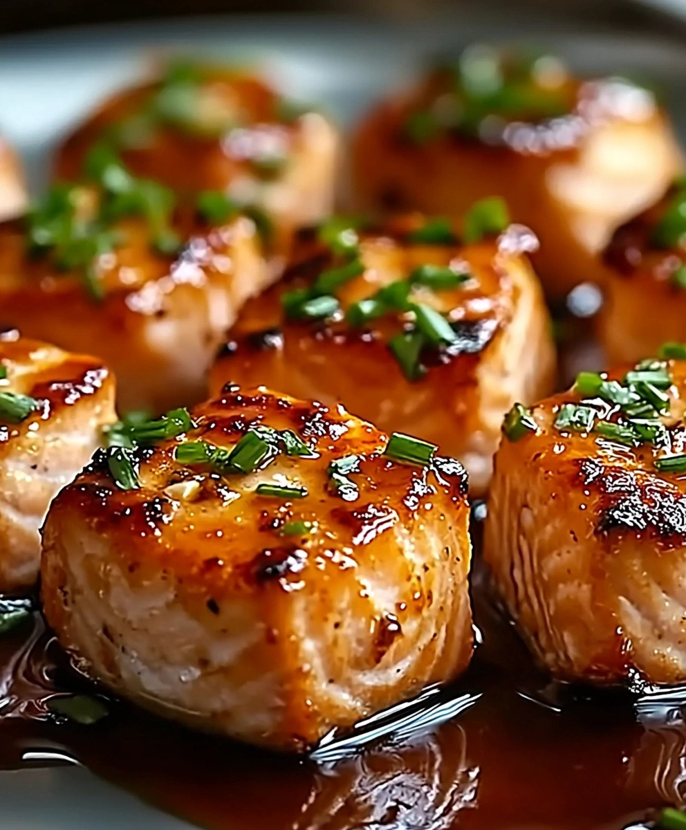 Honey Butter Garlic Salmon Bites