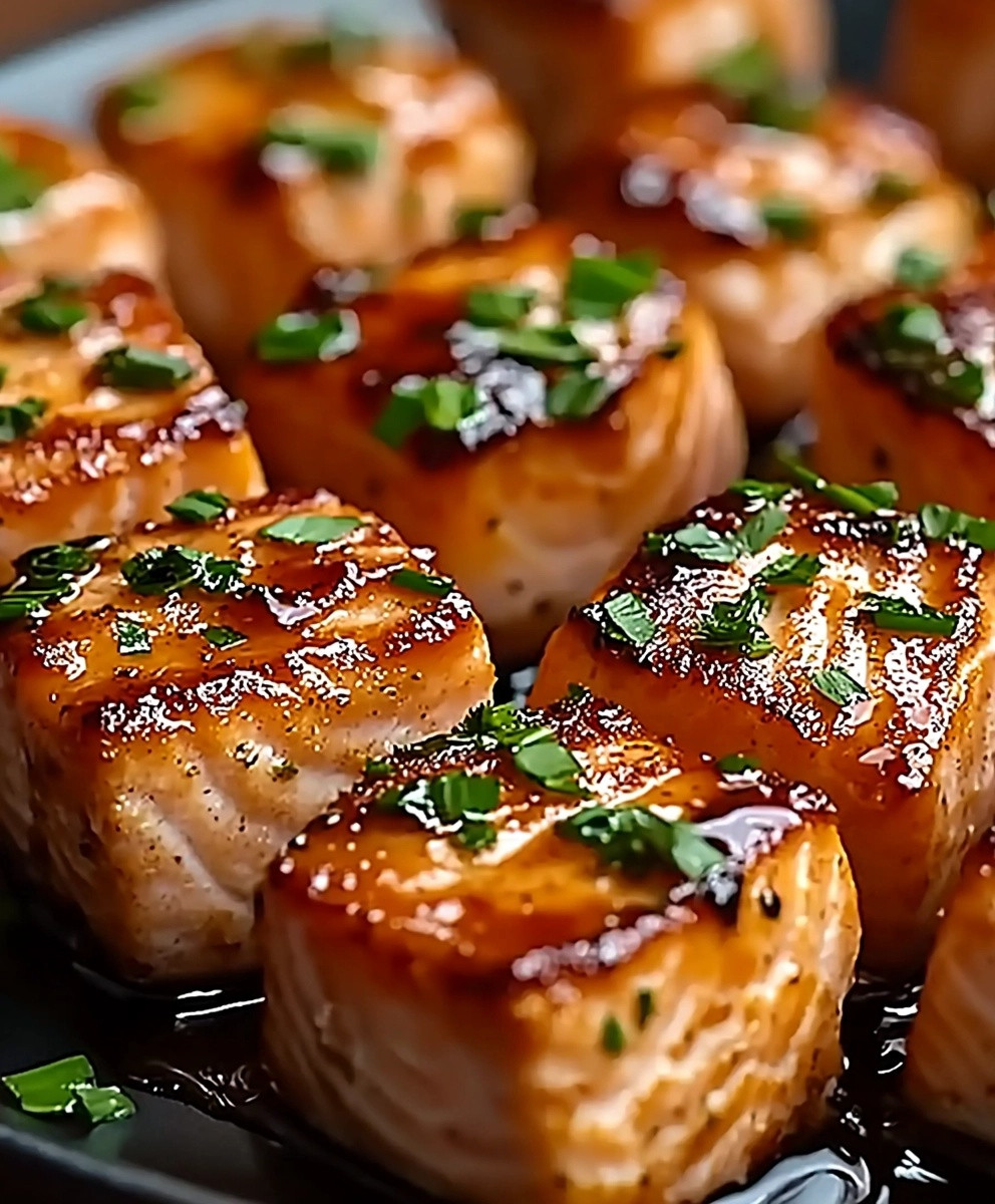 Honey Butter Garlic Salmon Bites
