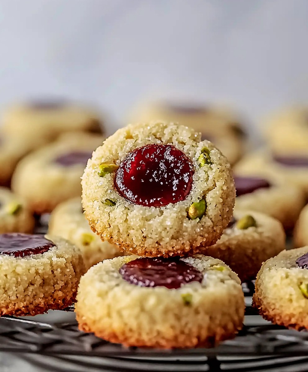Pistachio thumbprint cookies