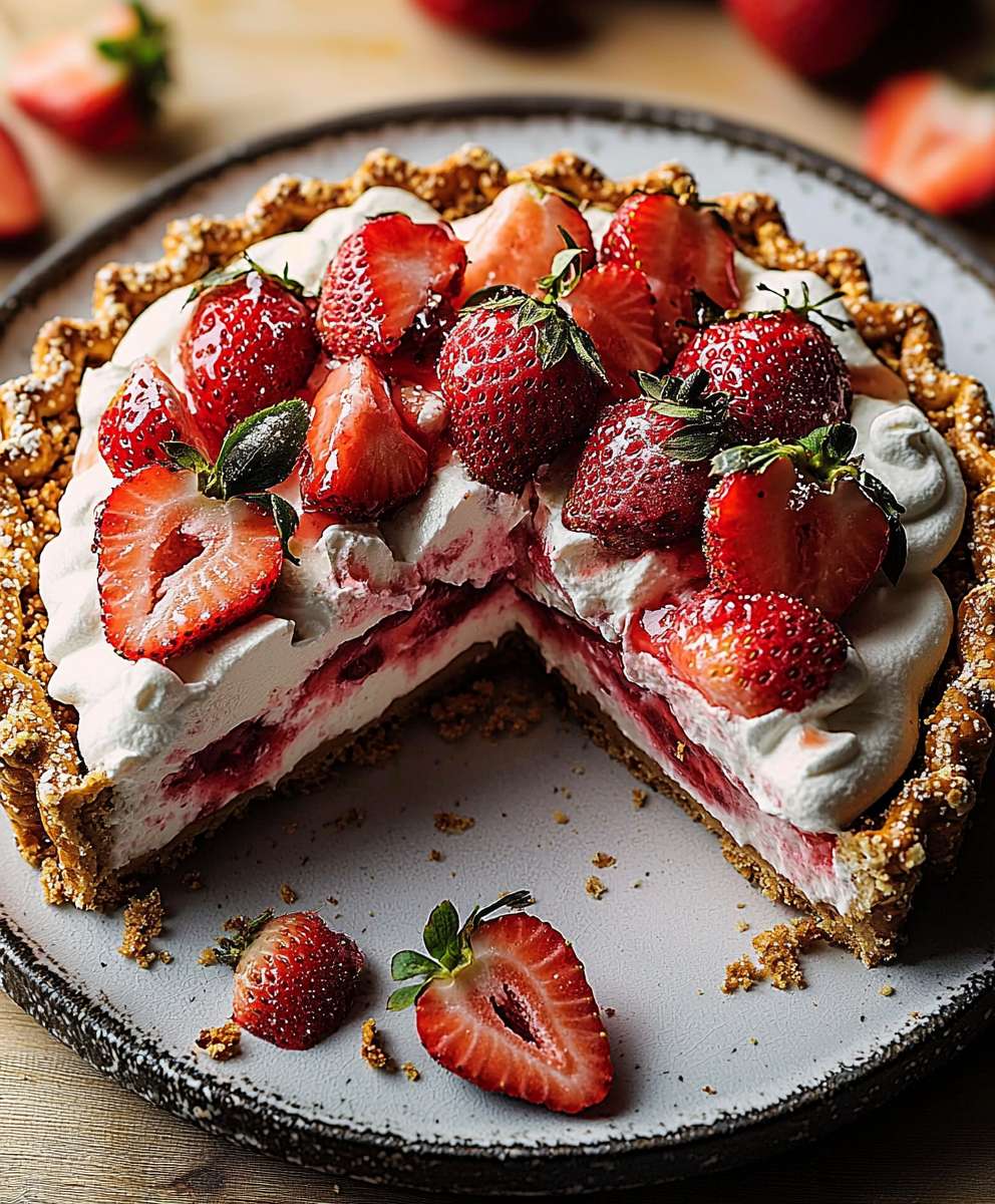 Strawberry Pretzel Pie