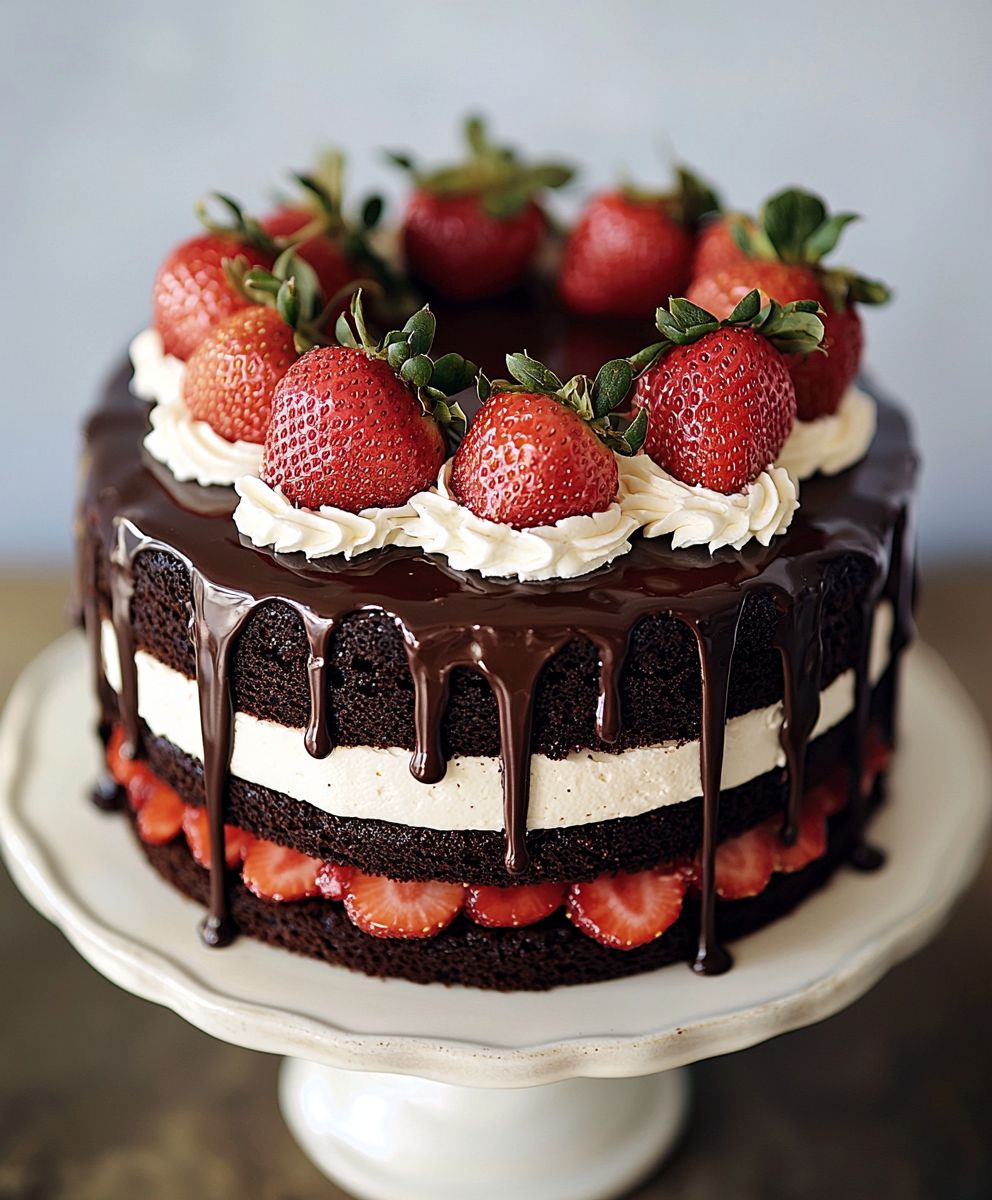 Chocolate Strawberry Layer Cake