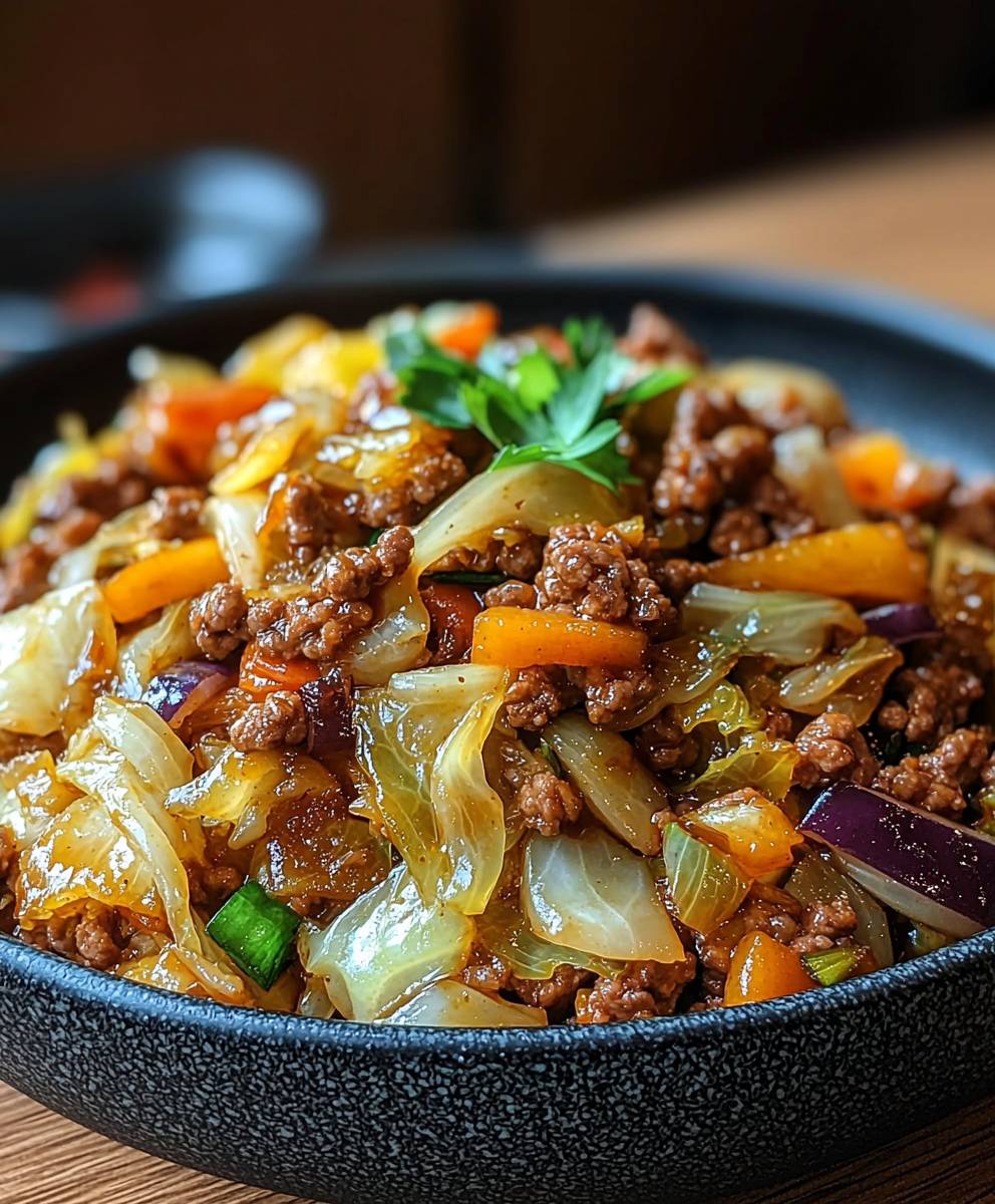 Ground beef cabbage stir fry