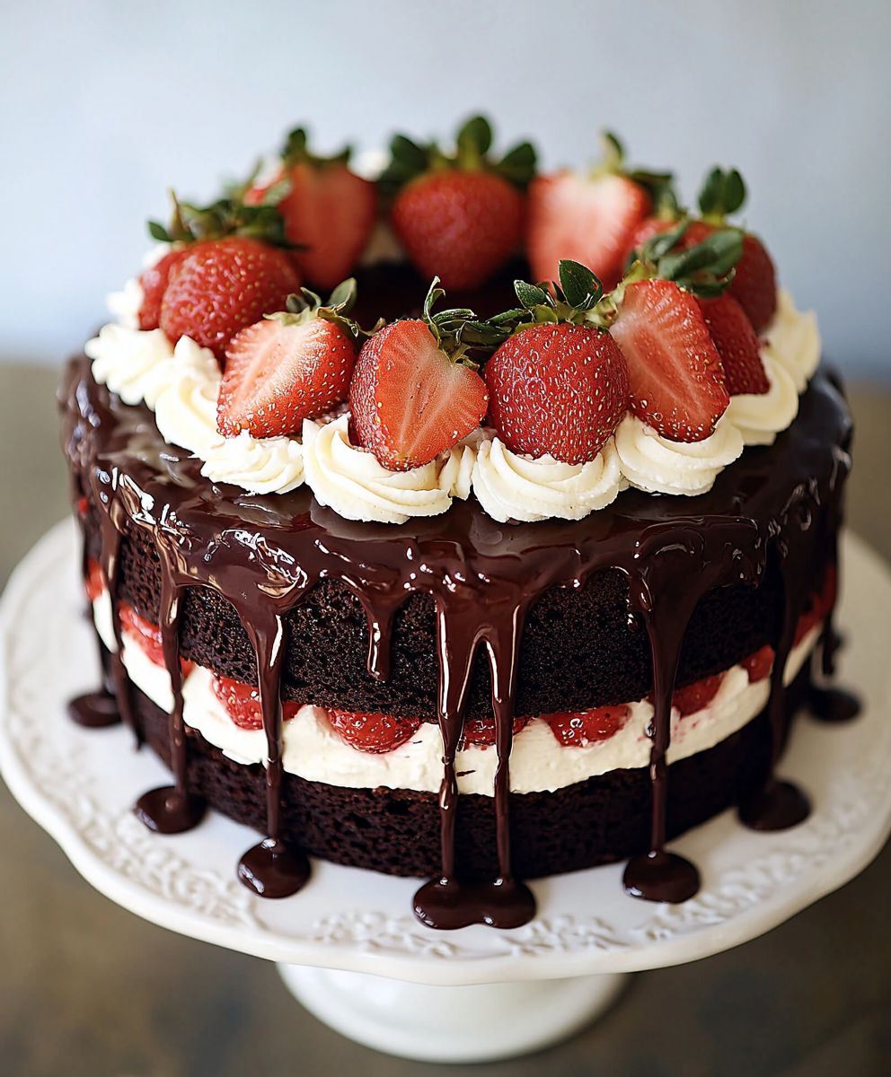 Chocolate Strawberry Layer Cake
