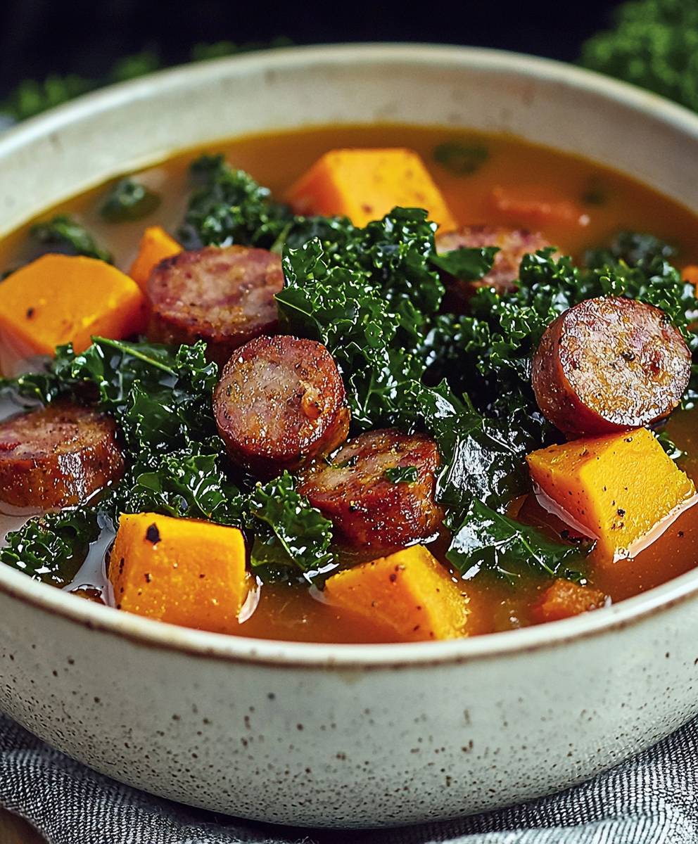 Sausage kale sweet potato soup