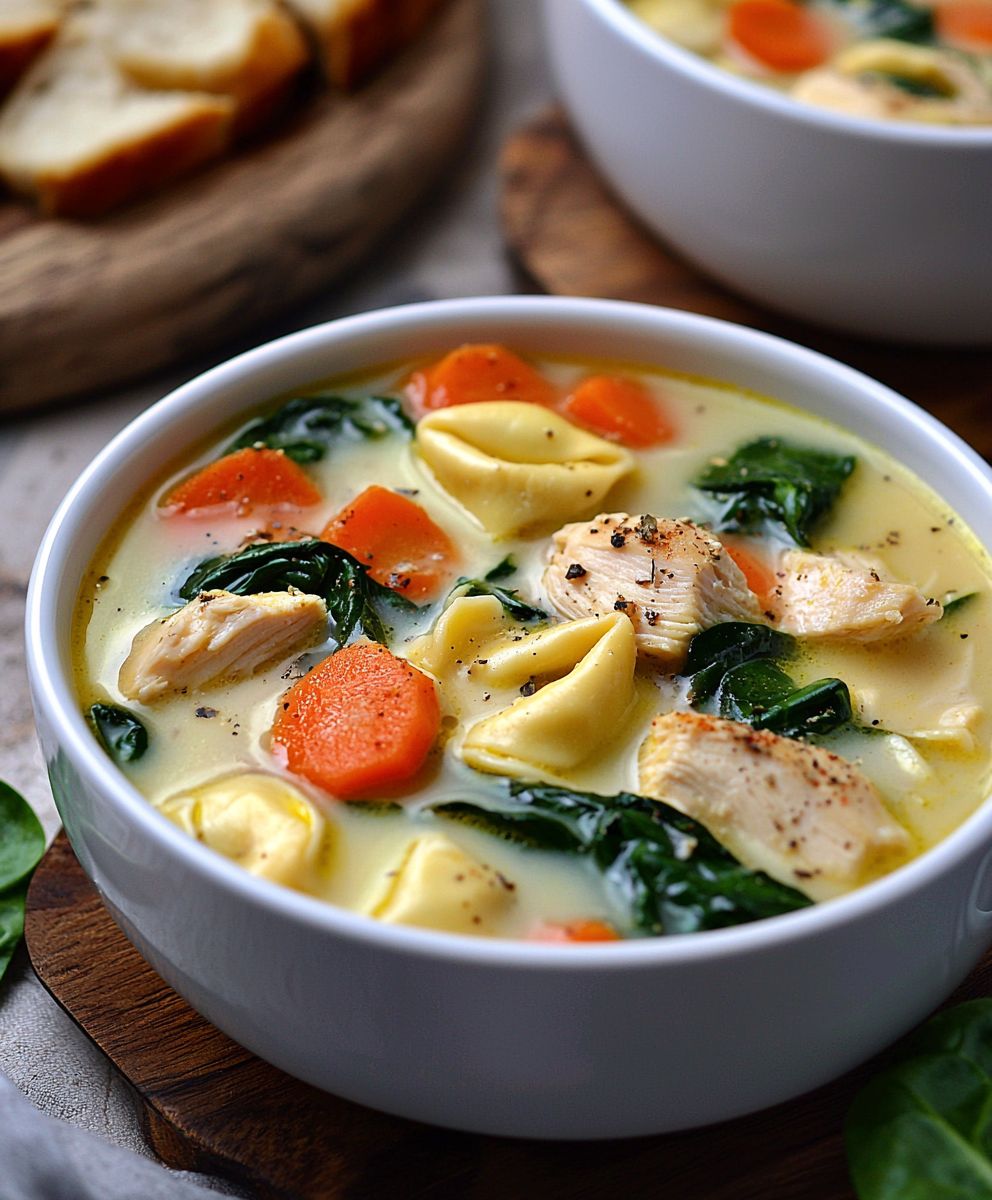 Chicken Spinach Tortellini Soup