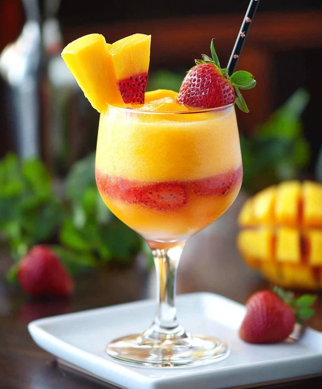 Non Alcoholic Strawberry Mango Daiquiri
