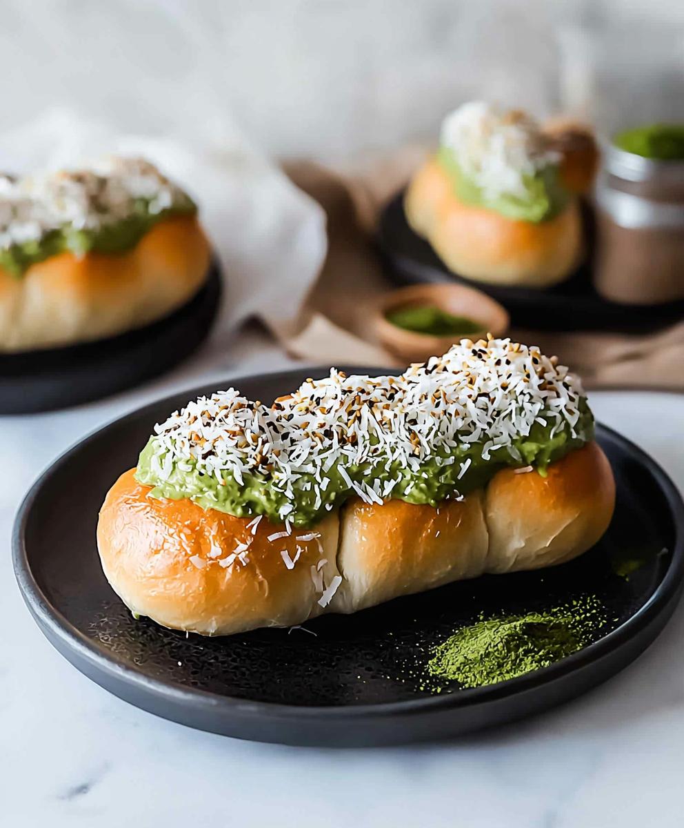 Matcha coconut cream buns
