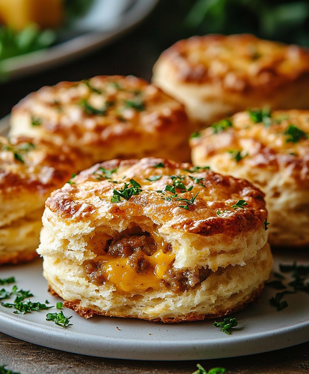 Keto Sausage Cheddar Biscuits