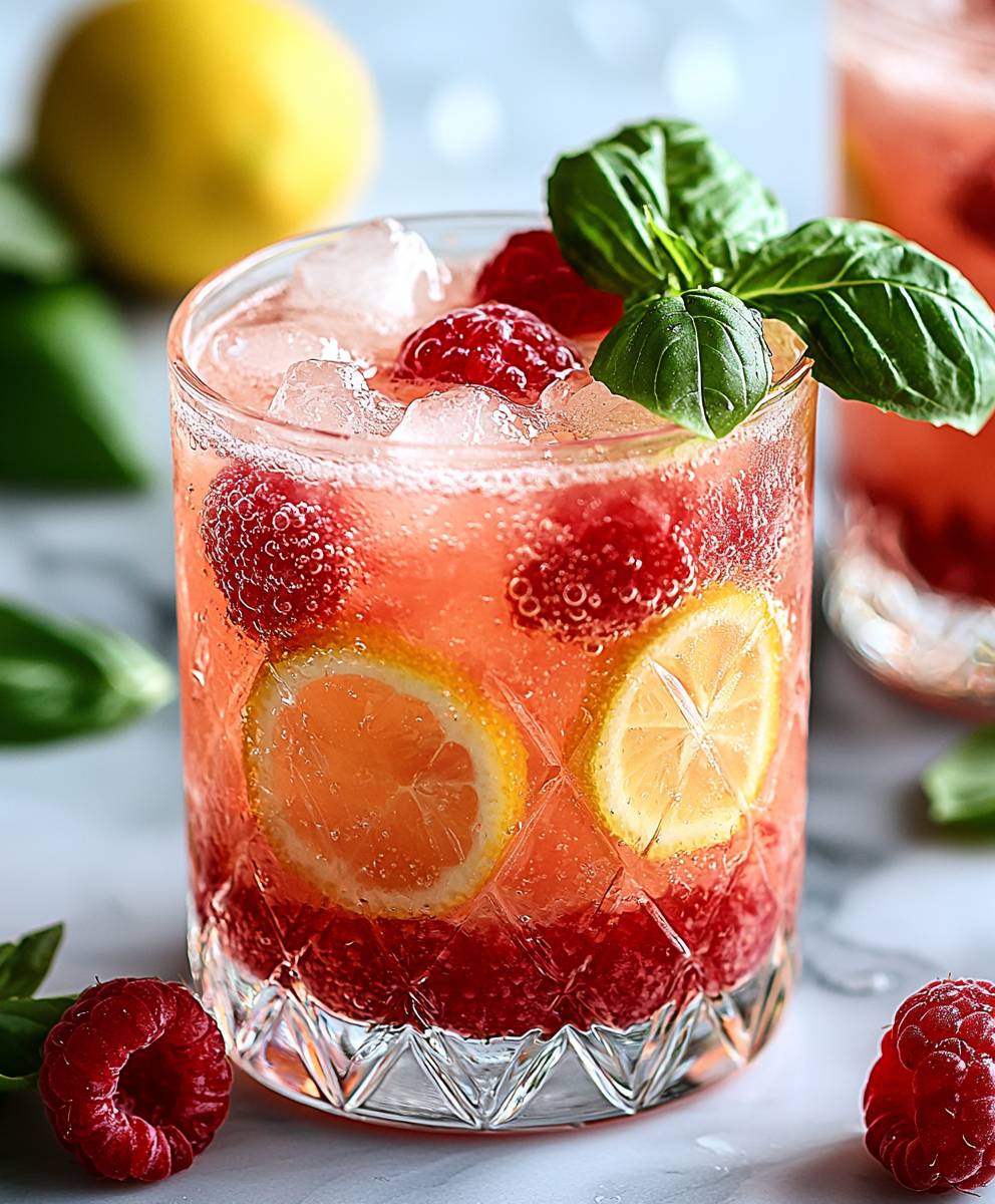 Raspberry Lemon Basil Drink