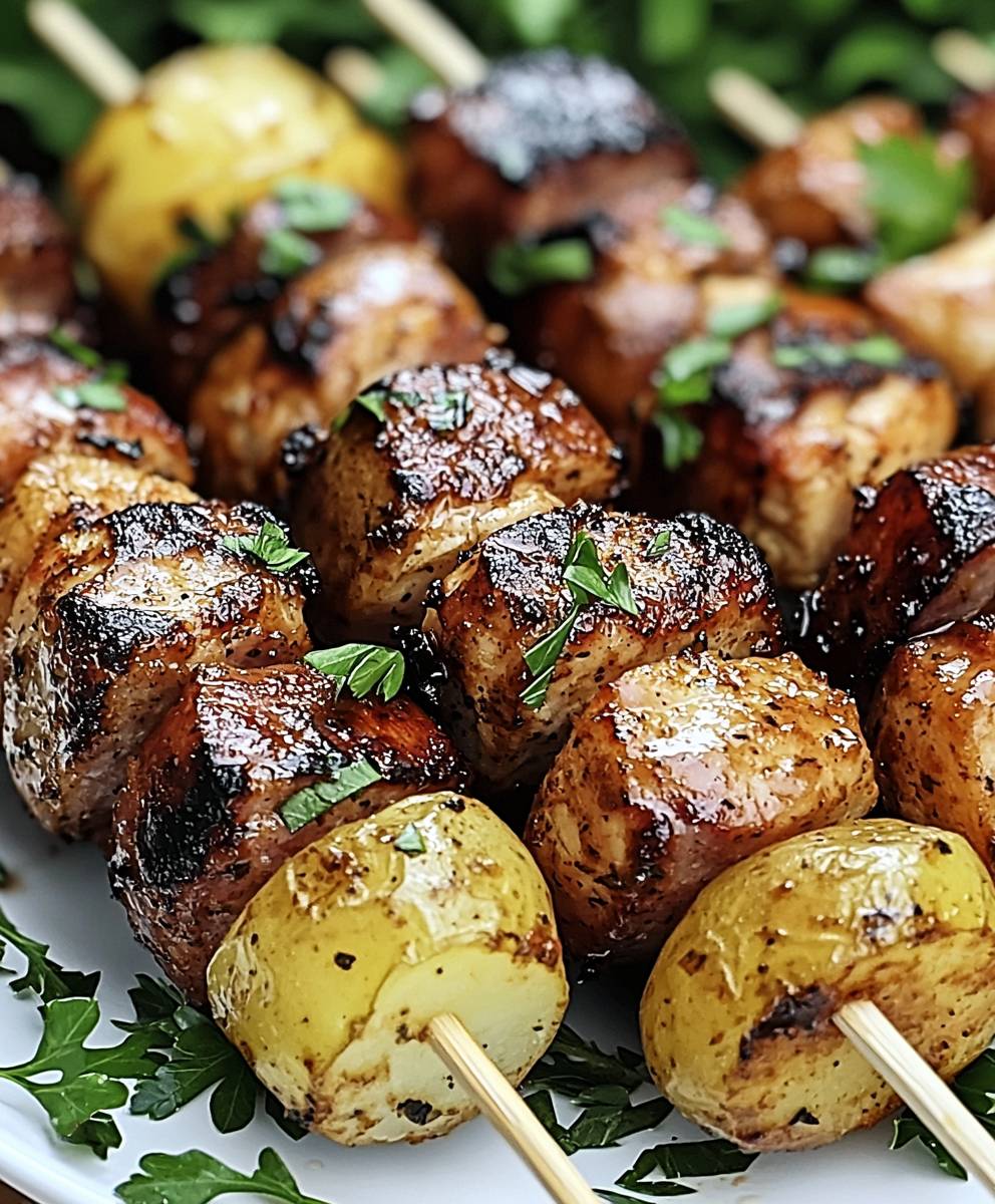 Sausage chicken potato kabobs