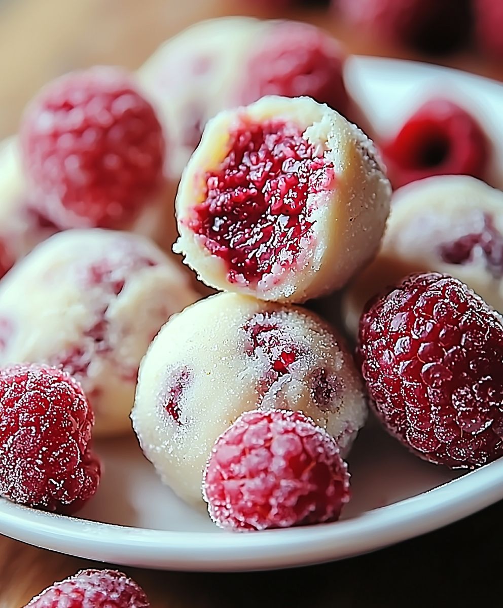 Raspberry cheesecake balls