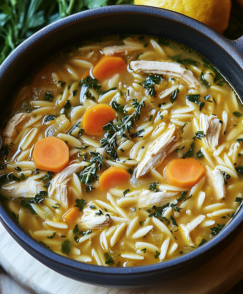 Lemon Chicken Orzo Soup