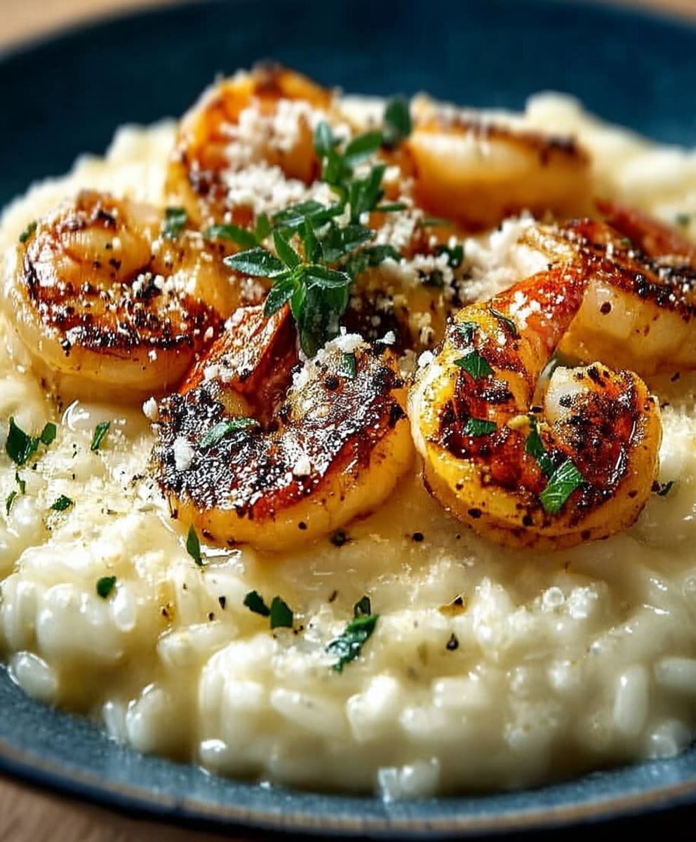 Parmesan risotto prawns