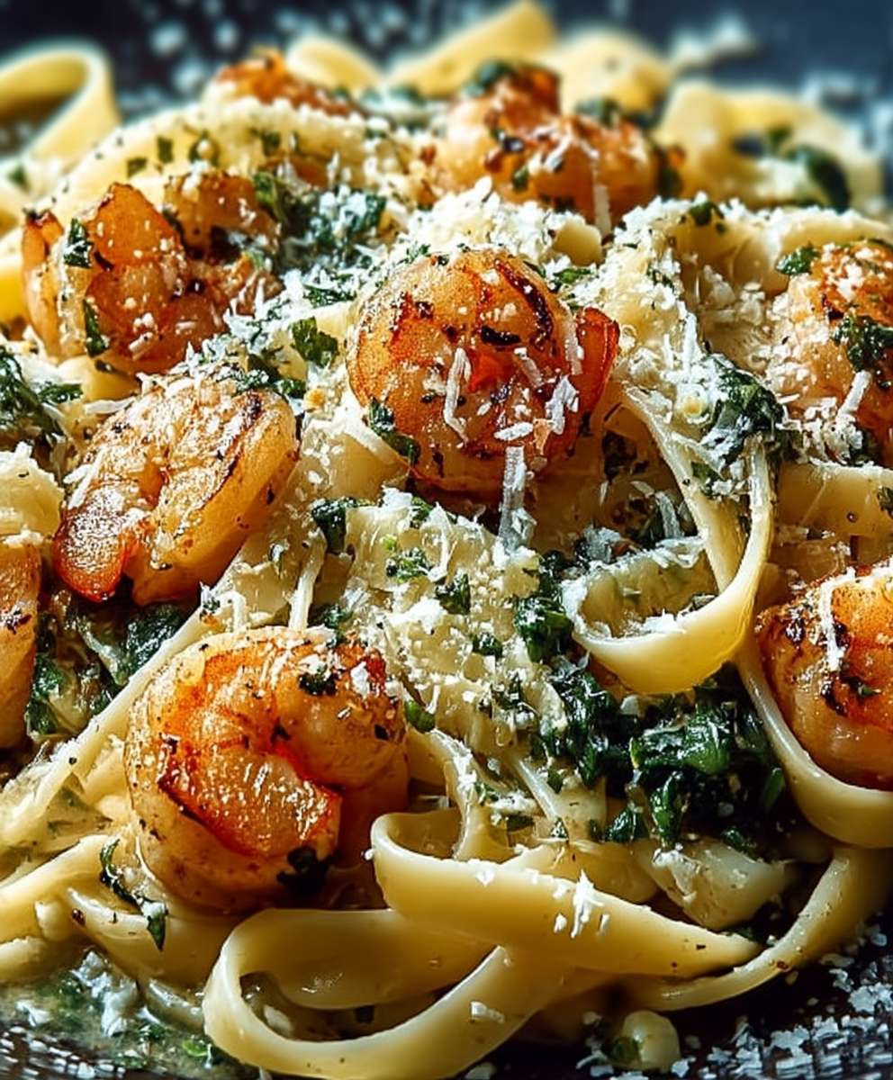 Prawn pasta herb butter garlic