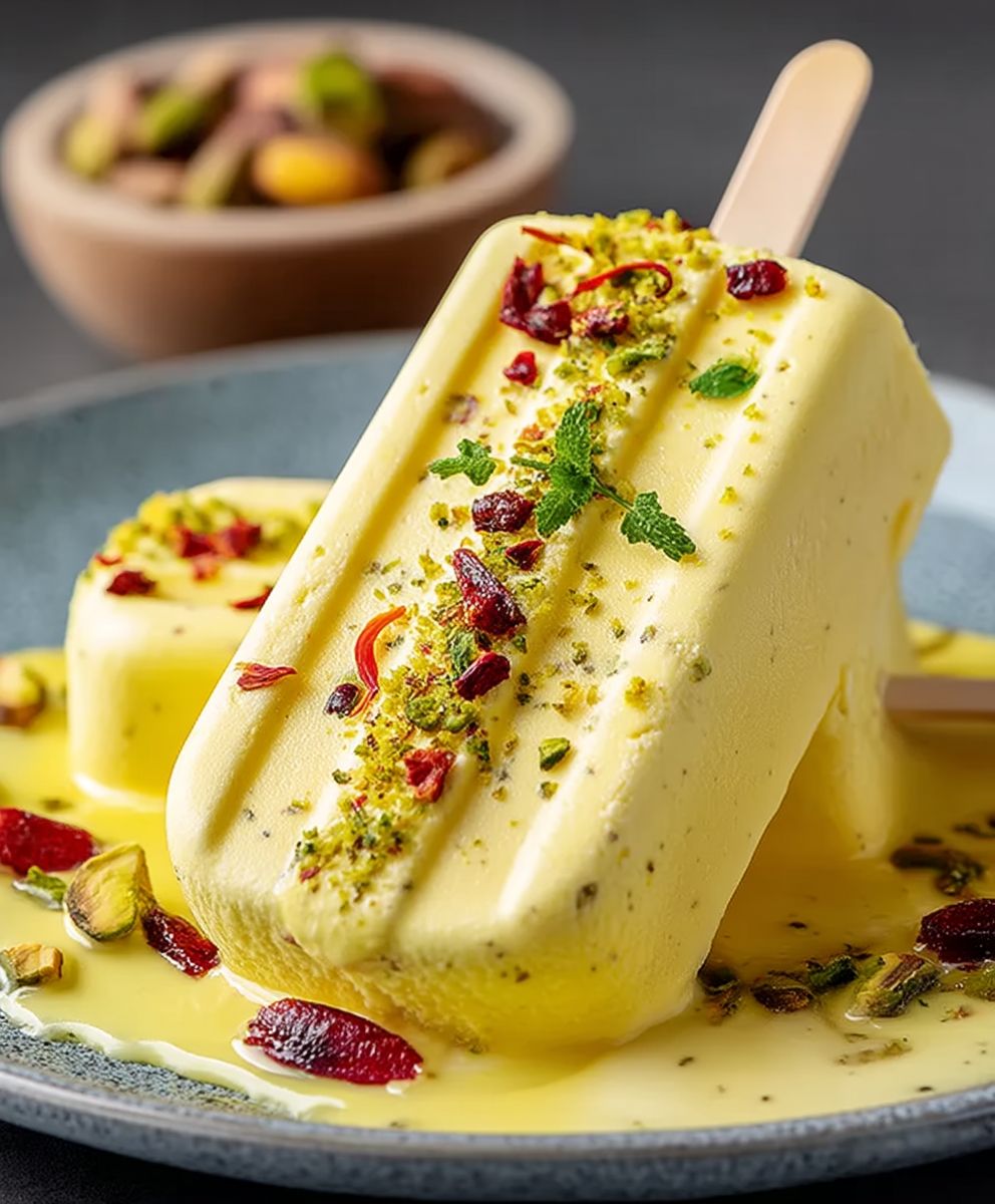 Saffron pistachio kulfi