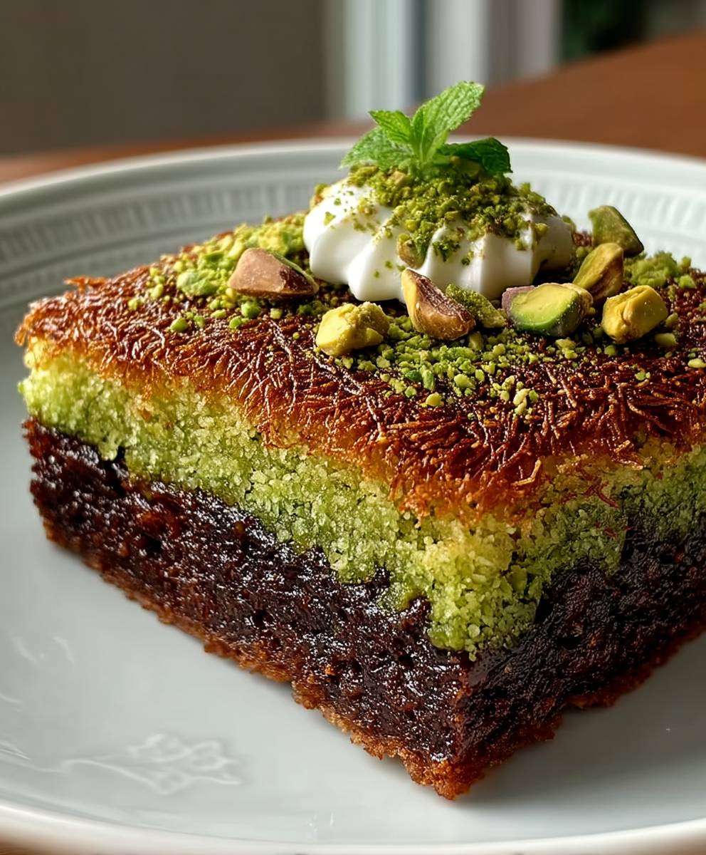 Pistachio Kunafa Brownie