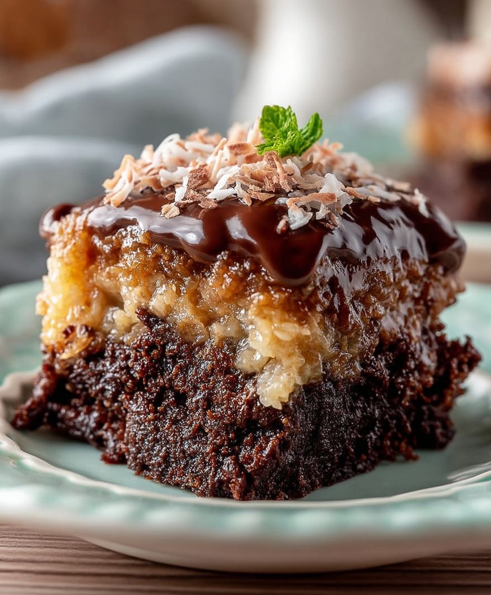 German Chocolate Poke Cake