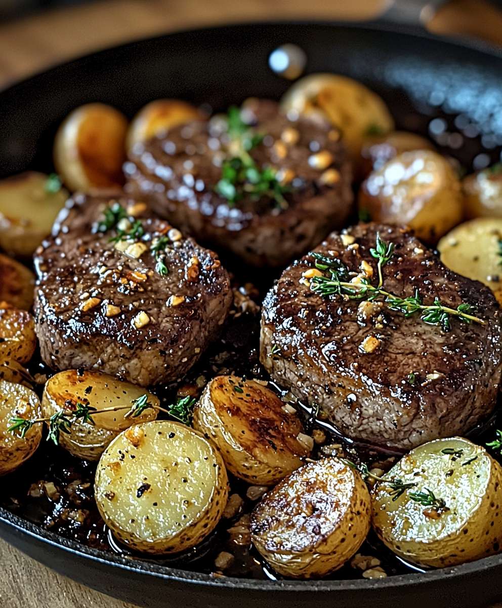 Garlic butter steak potatoes