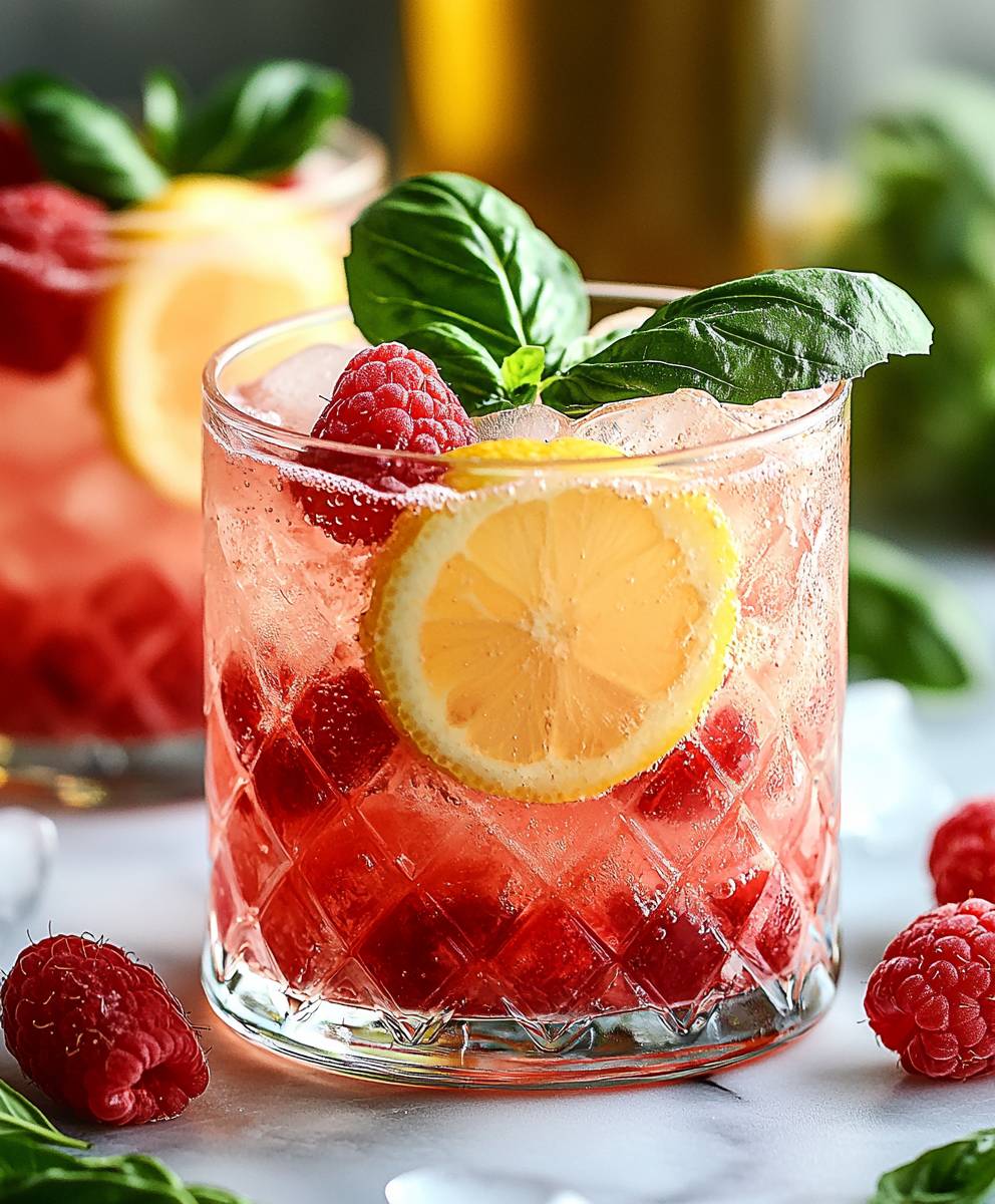 Raspberry Lemon Basil Drink
