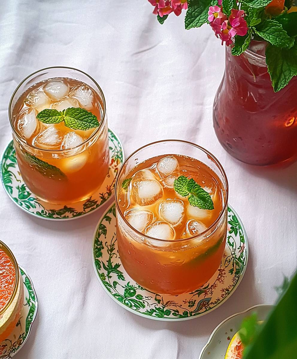 Pink pomelo iced tea