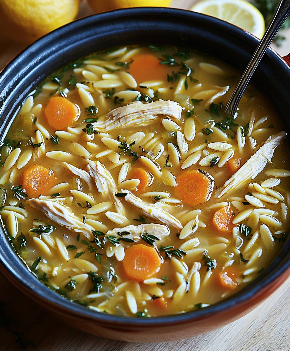 Lemon Chicken Orzo Soup