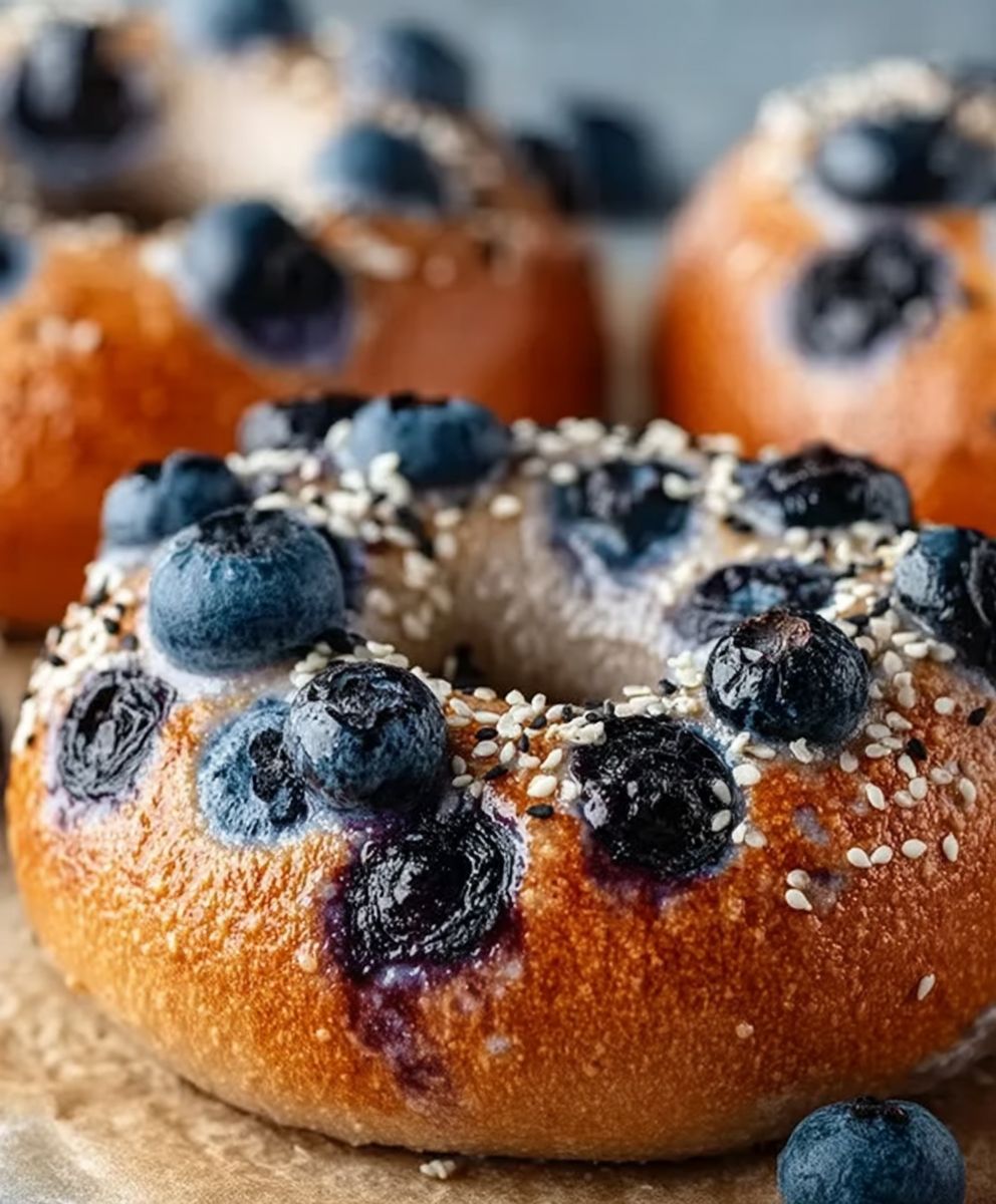 High Protein Blueberry Bagel