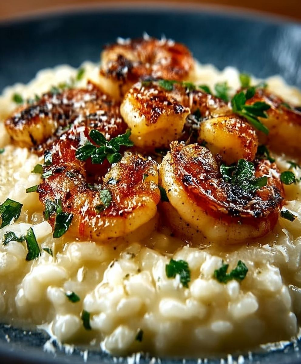 Parmesan risotto prawns