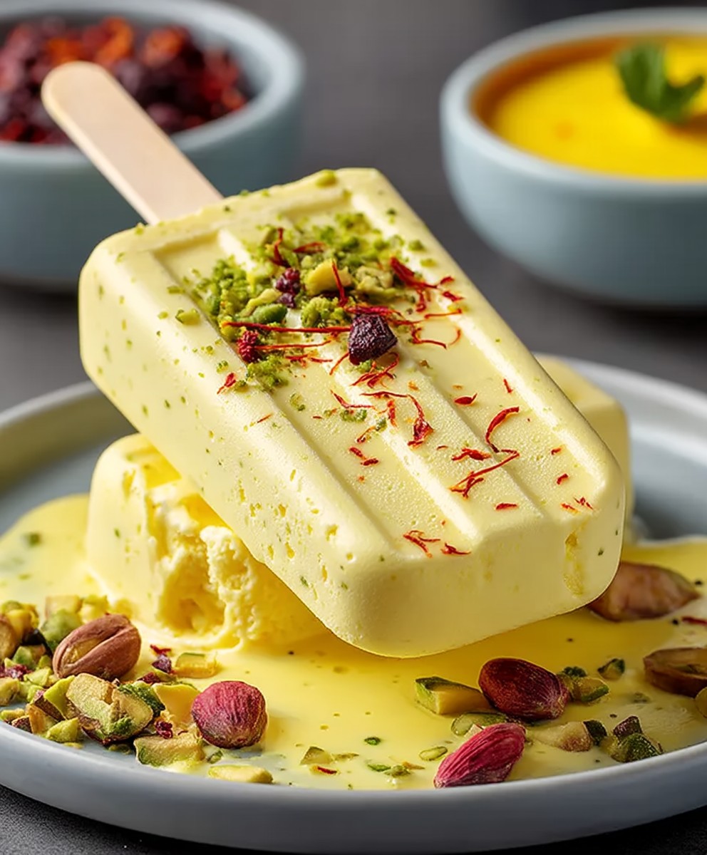 Saffron pistachio kulfi