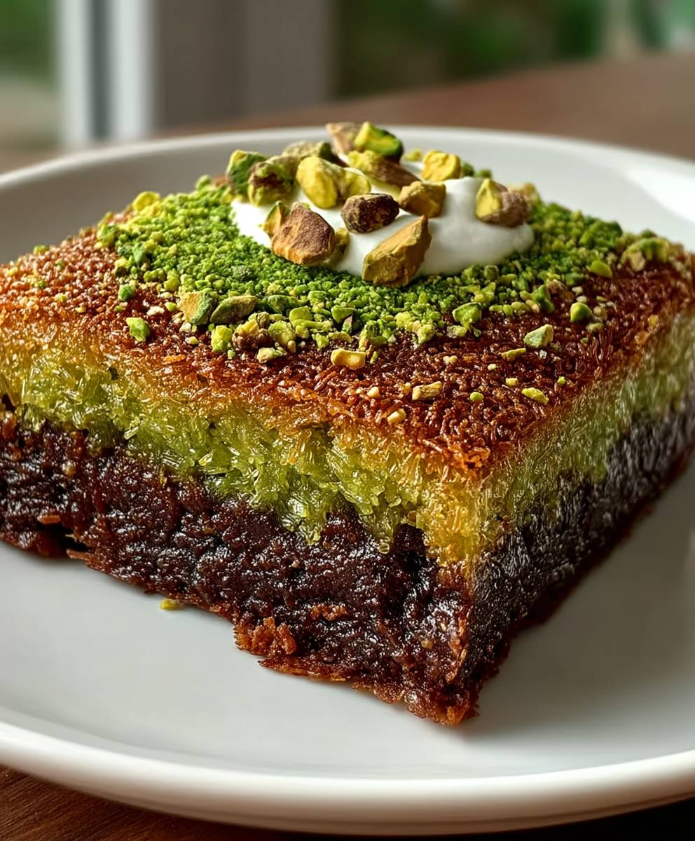 Pistachio Kunafa Brownie