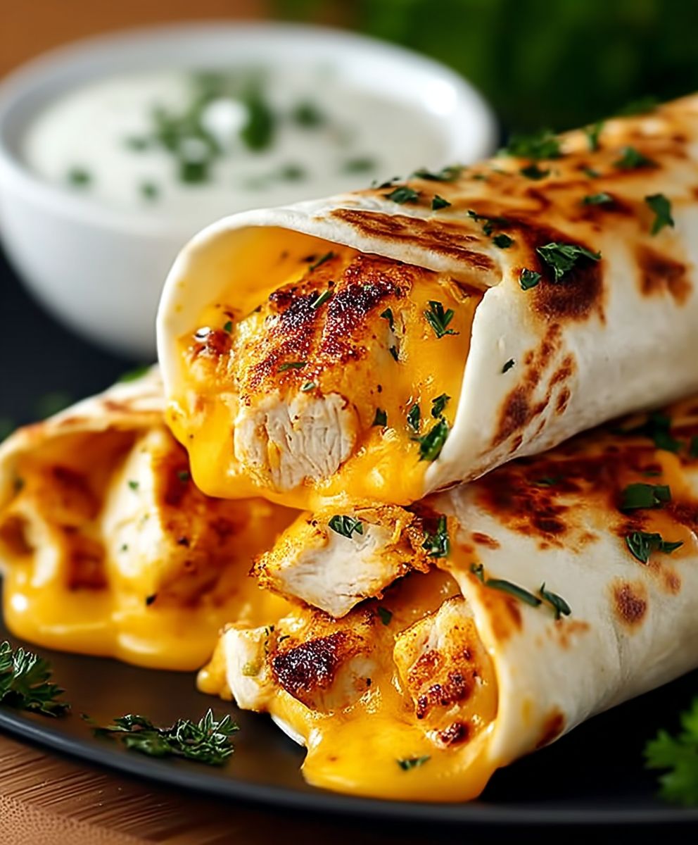 Cheesy Garlic Chicken Wraps