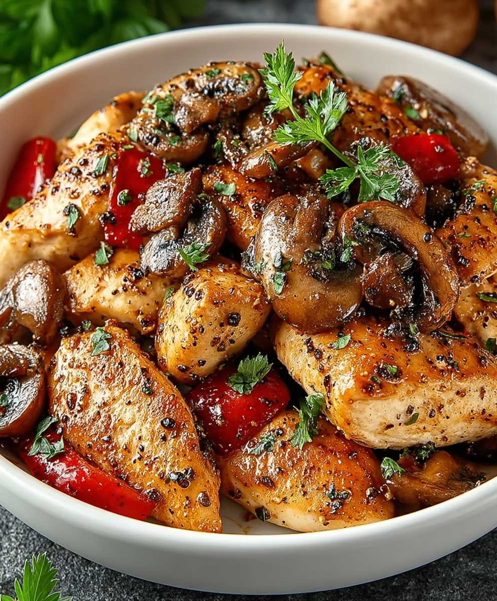 Black pepper chicken mushrooms