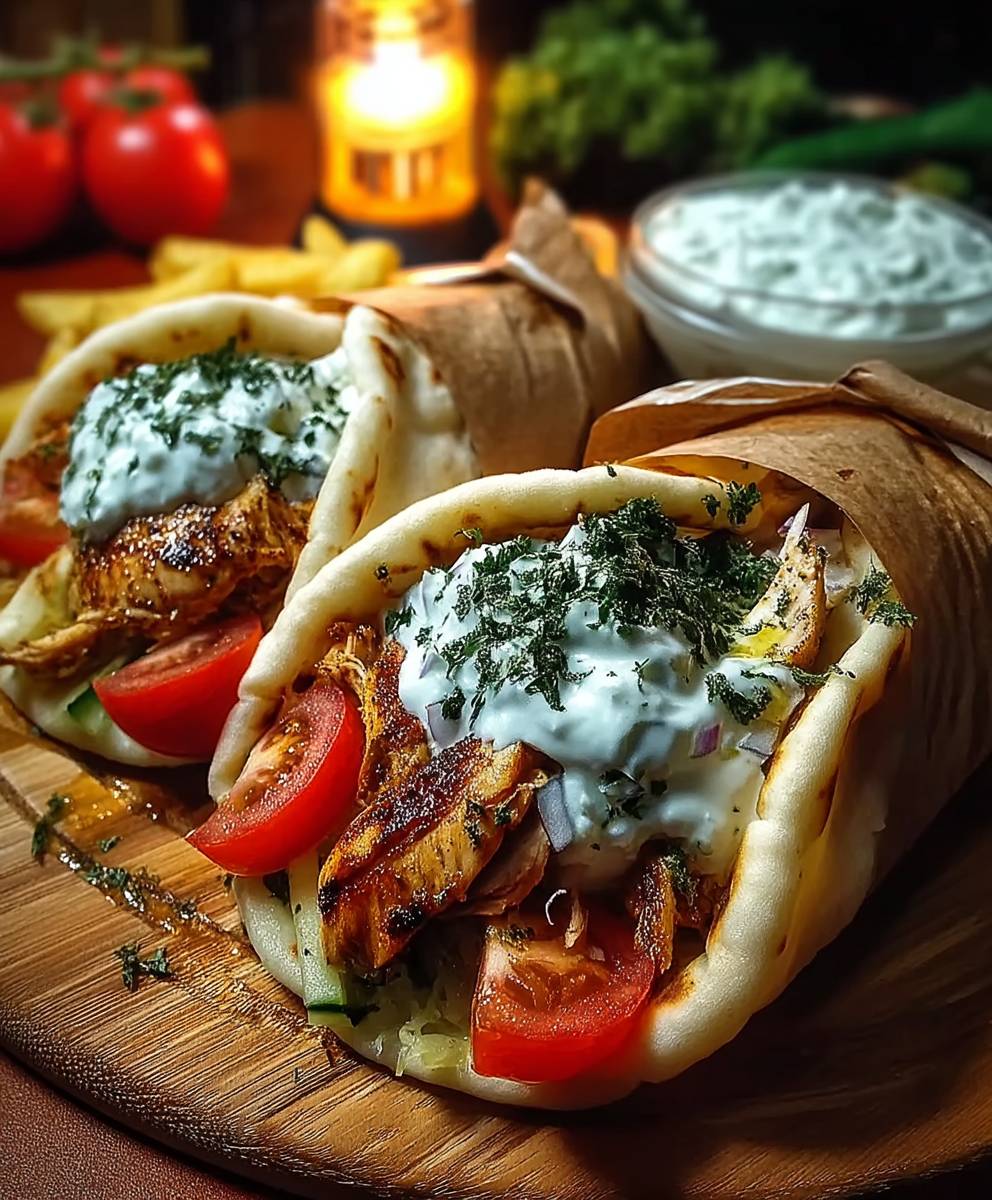 Chicken gyros with tzatziki