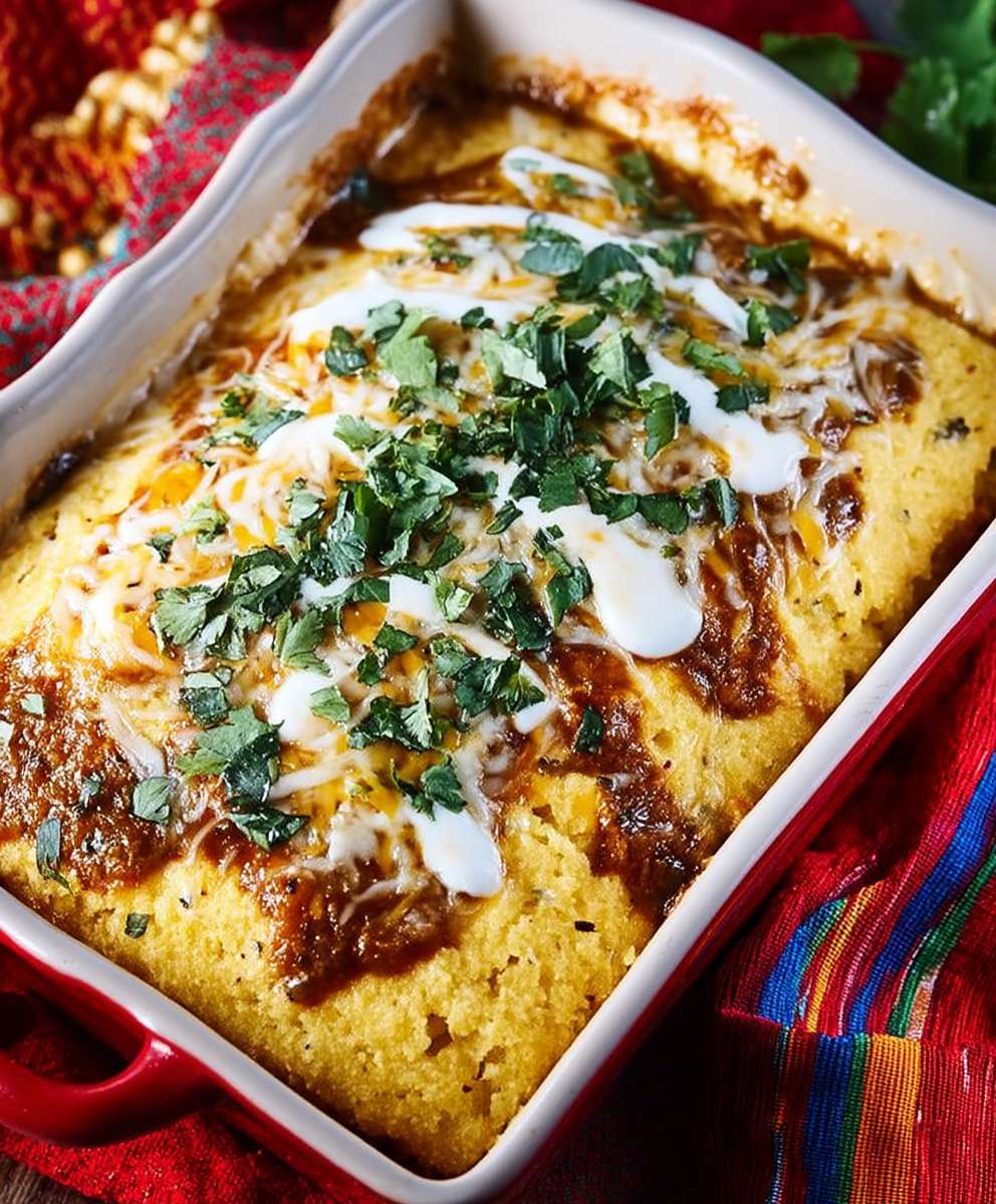 White chili cornbread bake