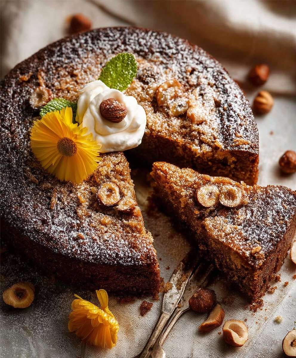 Hazelnut olive oil cake