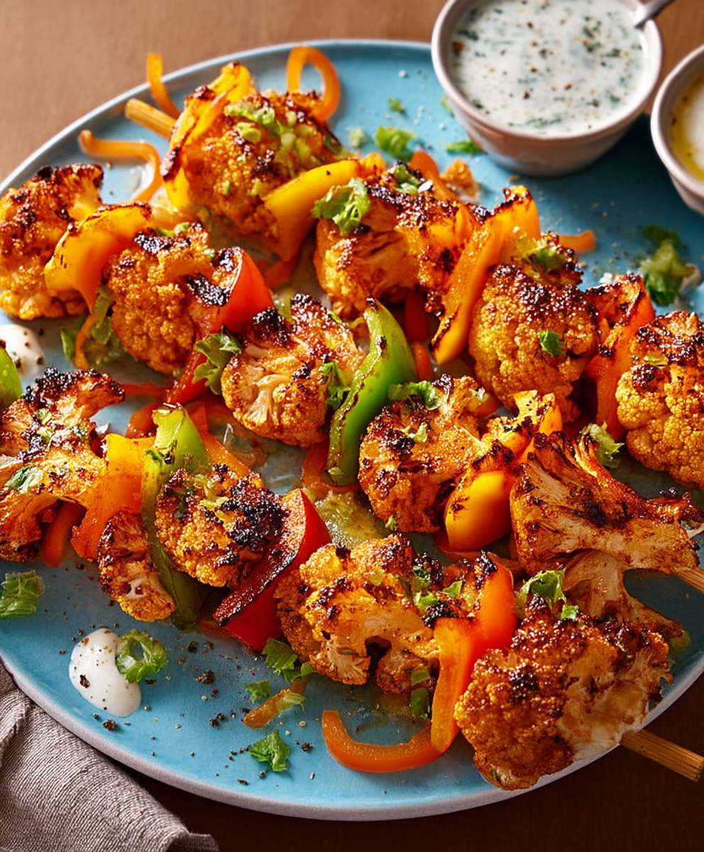 Buffalo Cauliflower Kebabs