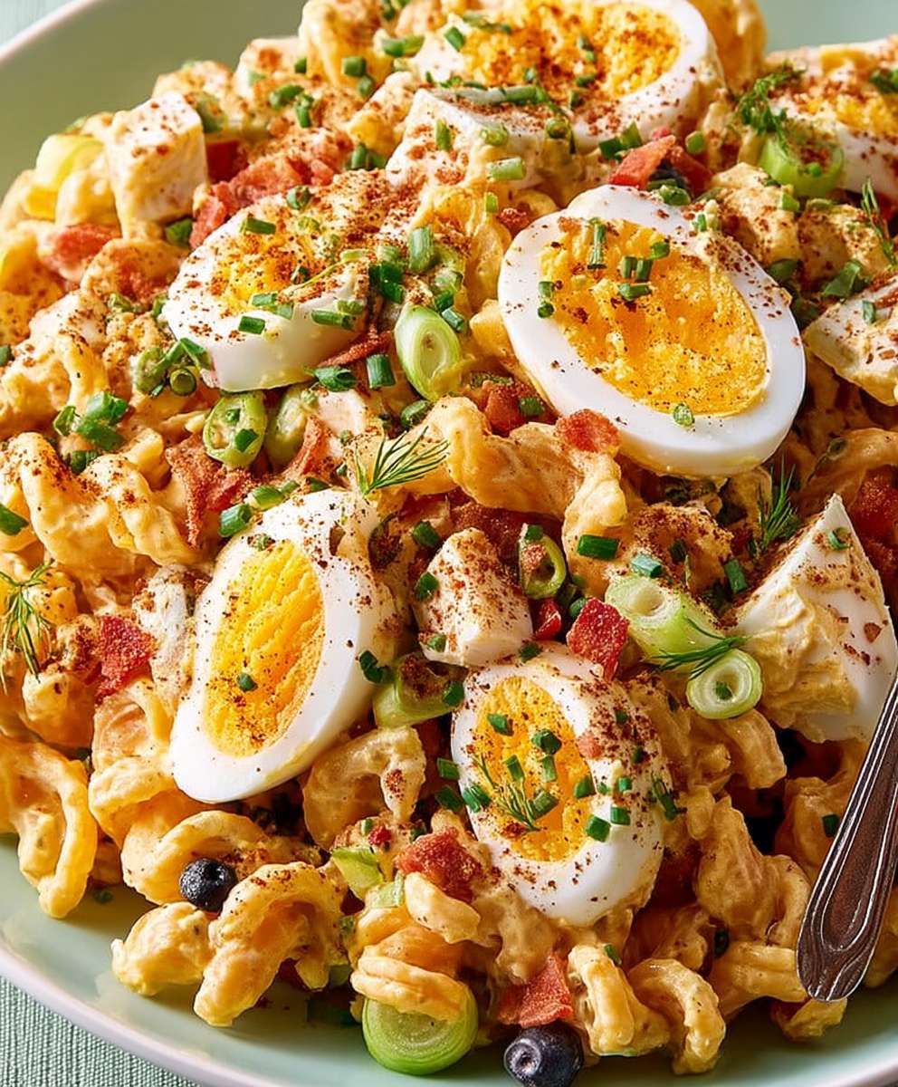 Deviled egg pasta salad