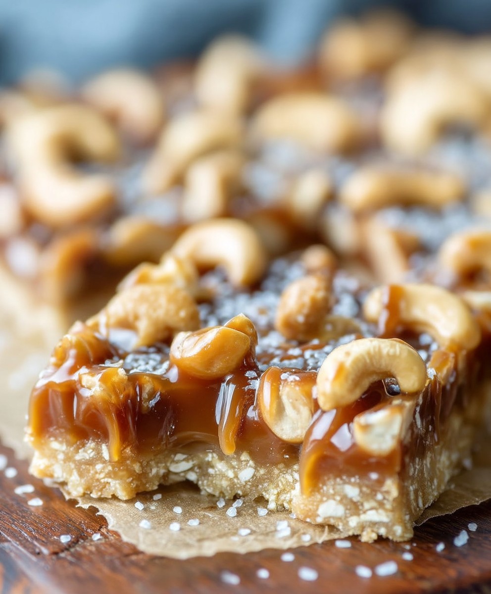 Salted Caramel Cashew Bars