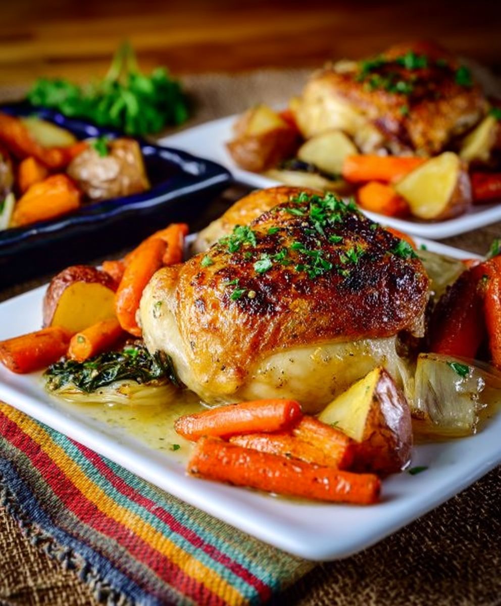 Roast chicken with vegetables