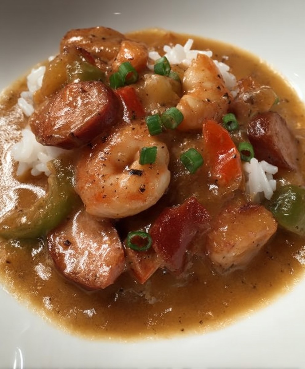 Chicken sausage shrimp gumbo