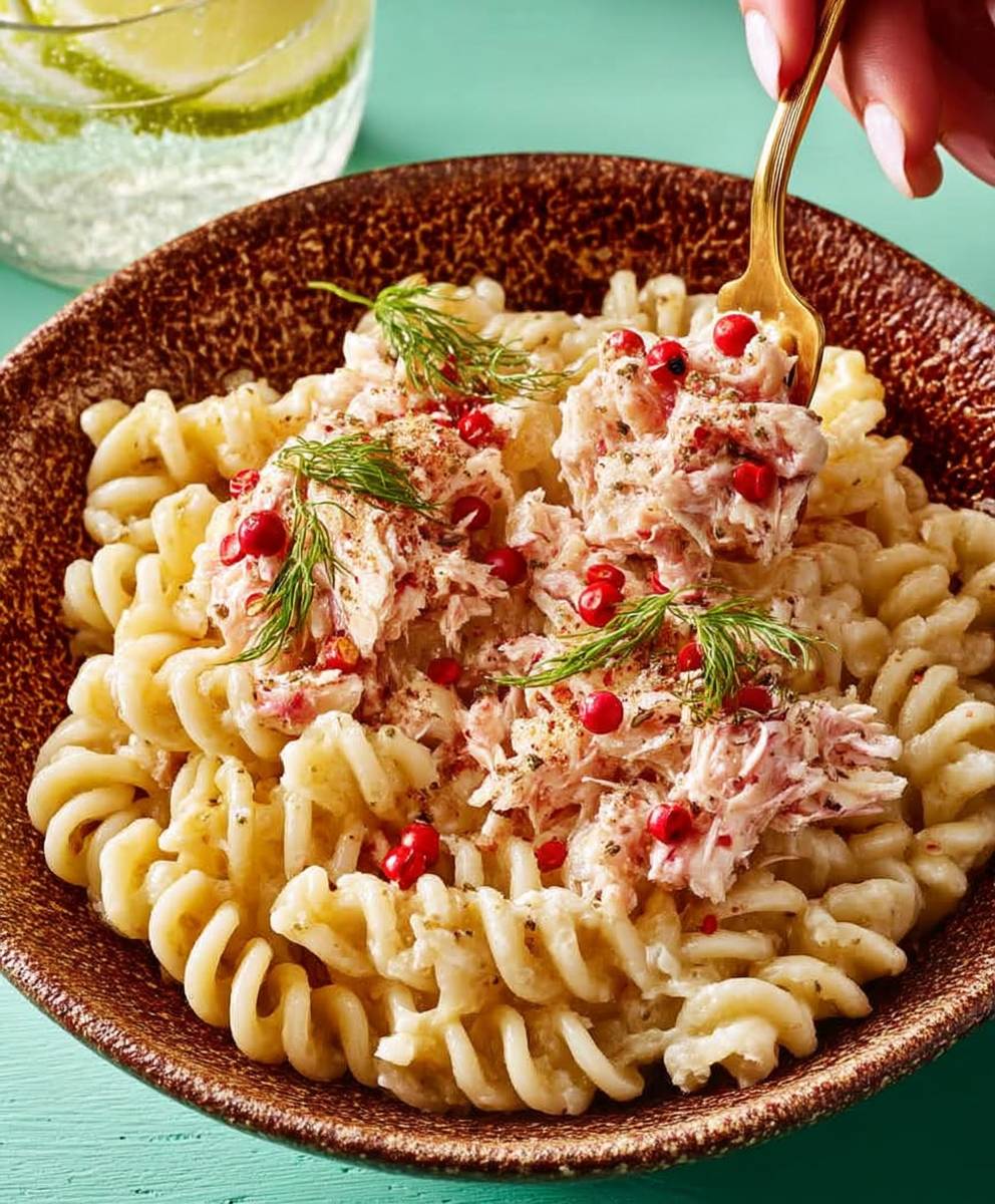 Pink peppercorn crab pasta